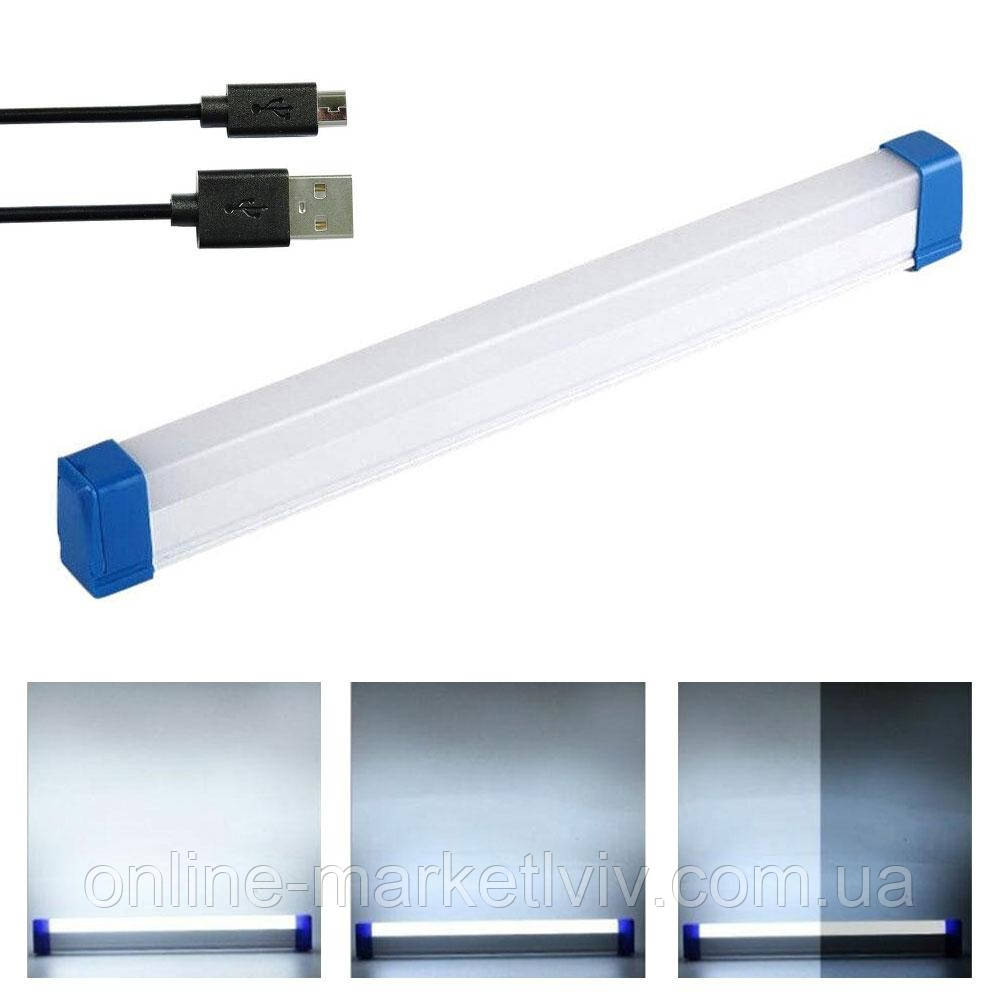 Лампа акумуляторна (40Вт, 30см) BK-300, з USB / Світлодіодний світильник на магнітах / Ліхтар кемпінговий, фото 1