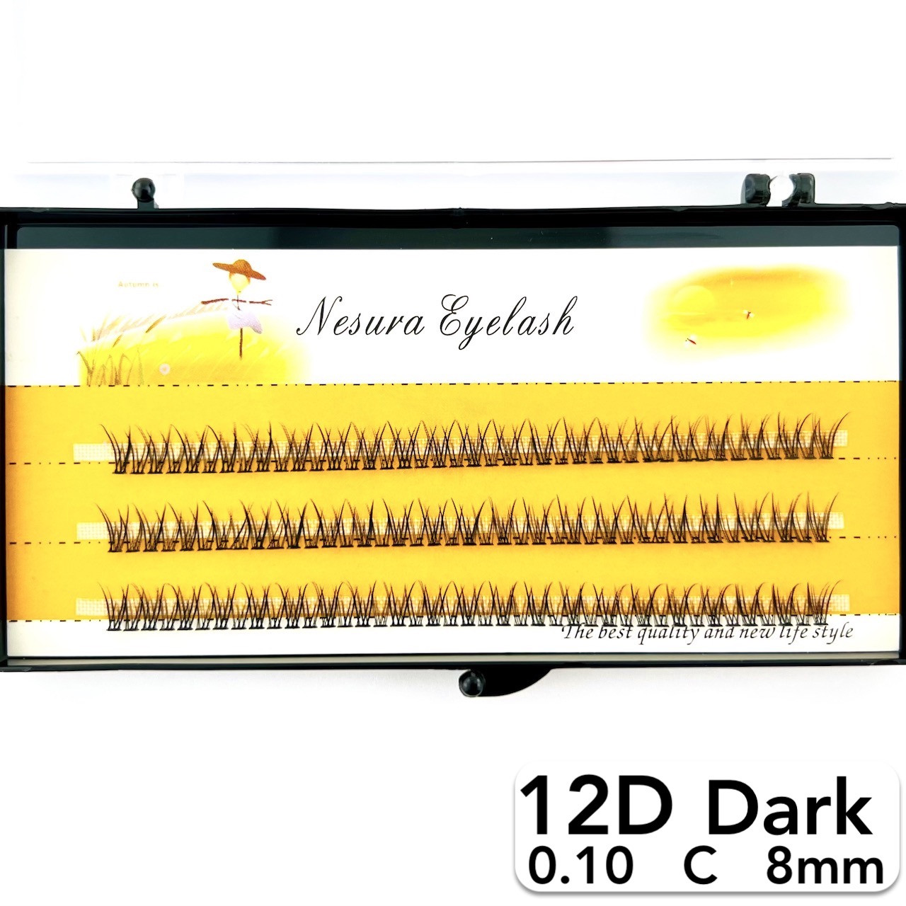 Накладні пучкові вії Nesura Eyelash Dark 12D, 0,10, C, 8 мм, 120 пучків Несура Ластівка