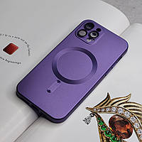 Фиолетовый чехол на iPhone 12 Pro Max, матовый. Защита камеры