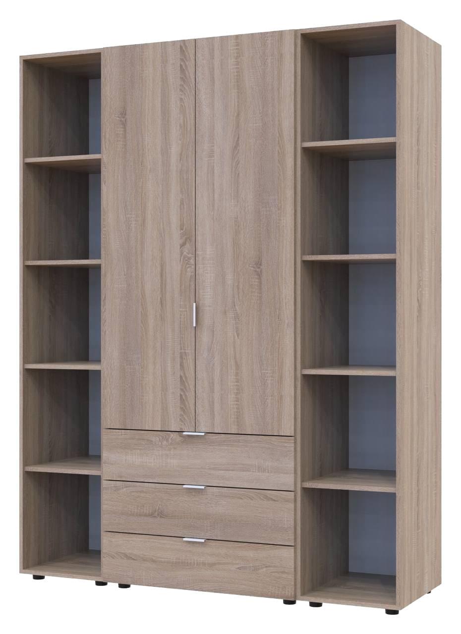 Комплект шаф "Гелар + 2 Етажерки" 154х50х203 см. 2 ДСП, Дуб сонома, фото 1