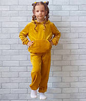 Велюровый детский спортивный комплект на девочку (кофта + штаны)