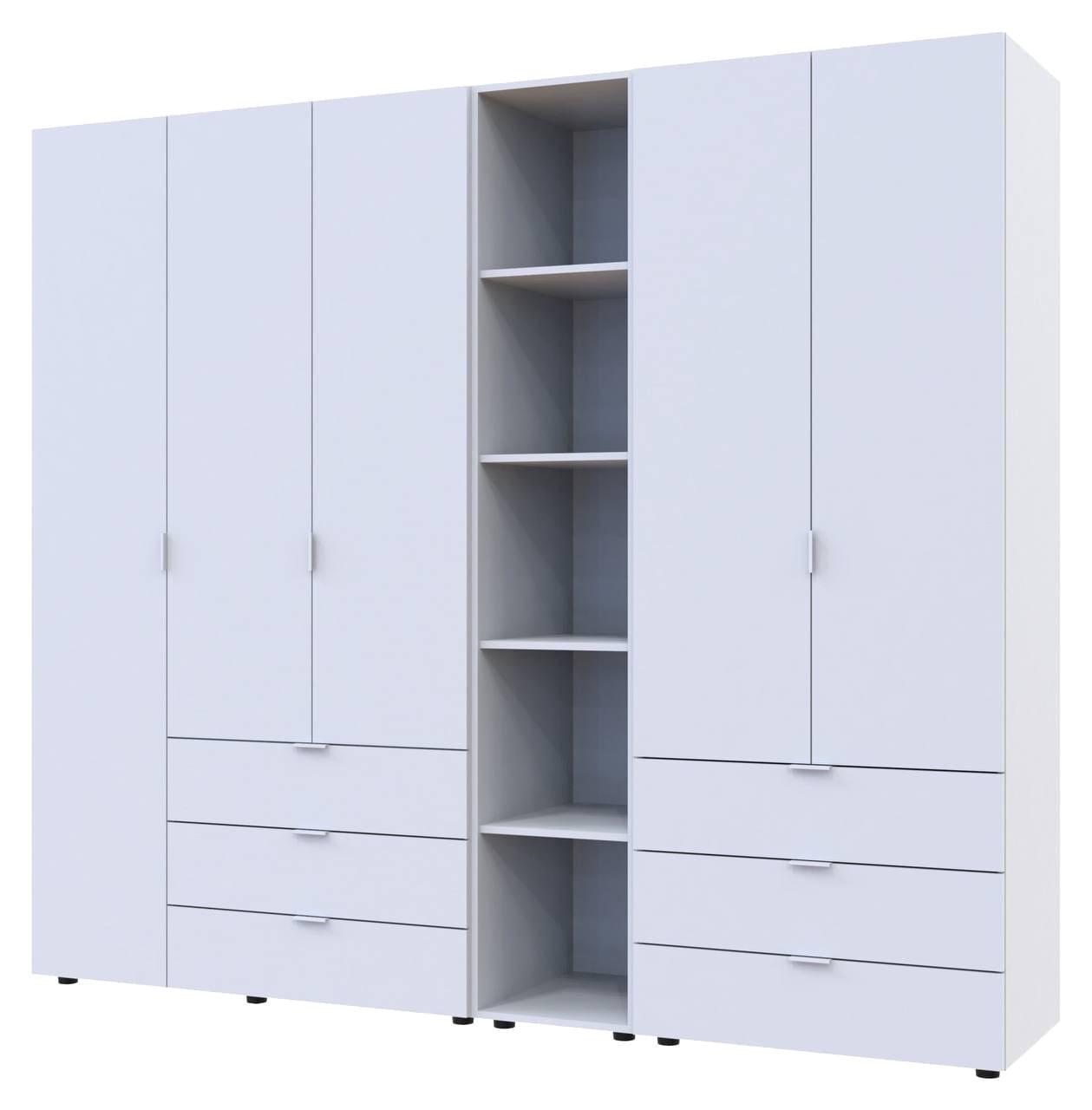 Комплект шаф "Гелар + Етажерка" 232х50х203 см. 2+3 ДСП, Білий, фото 1