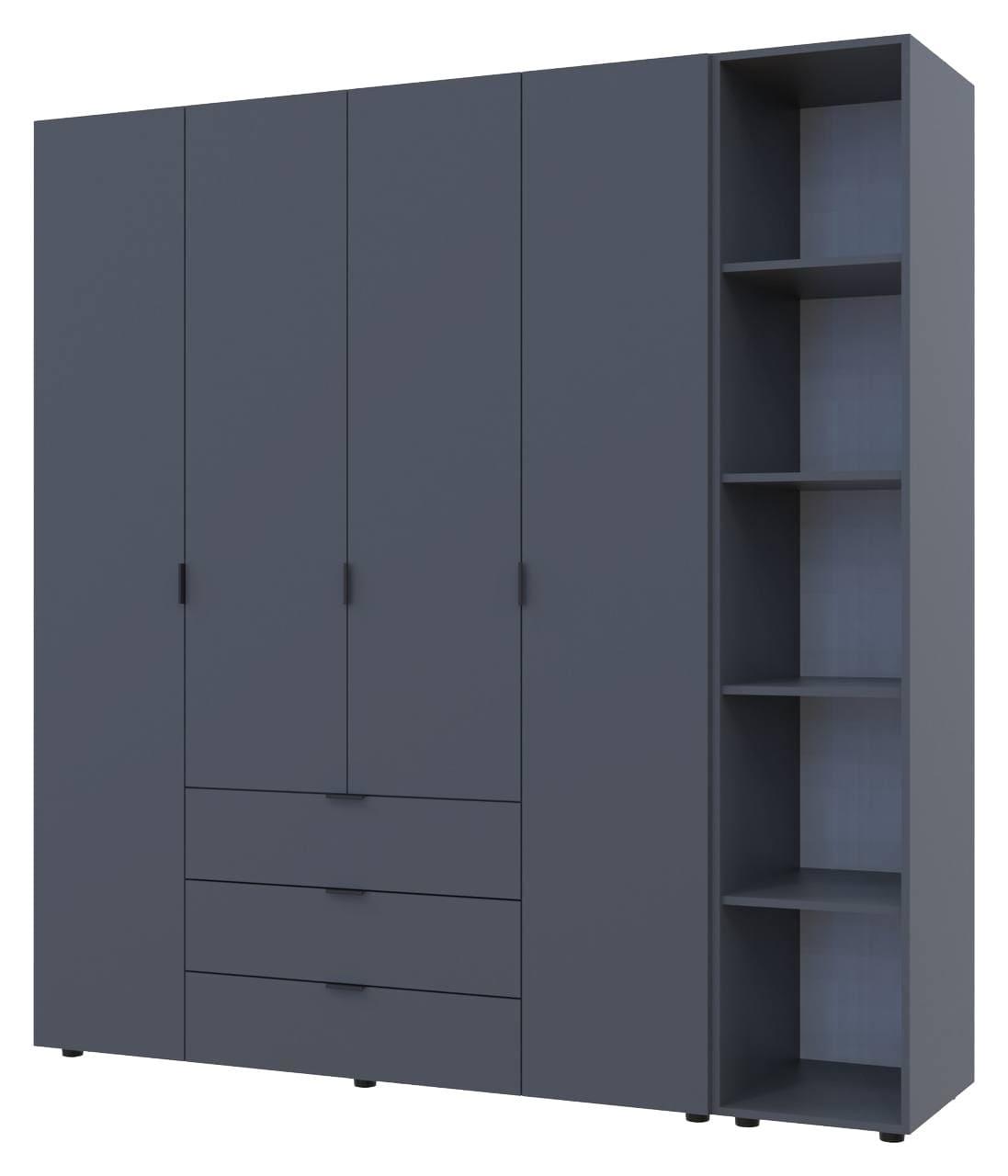 Комплект шаф "Гелар + Етажерка" 193х50х203 см. 4 ДСП, Графіт, фото 1