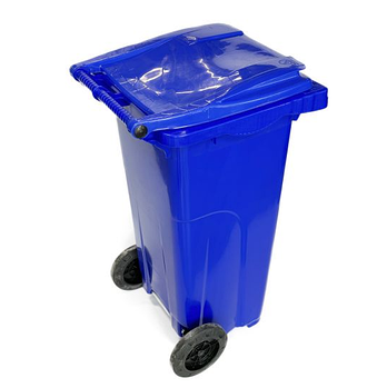 Сміттєвий бак на колесах 120 літрів, зміцнений пластик, синього кольору від Afacan Plastik