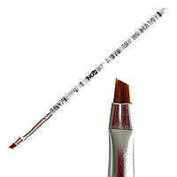 Скошений пензлик з прозорою ручкою №2