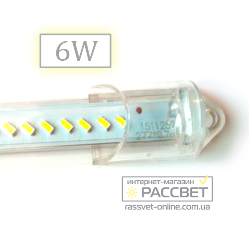 Світлодіодний світильник (планка) СП30-П 220V 6W 30см у пластиковому корпусі (прозорий), фото 1