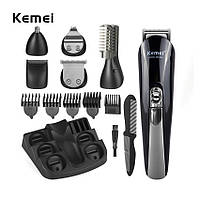 Набор для бритья мужской Kemei KM-600 11в1 машинка для стрижки волос, триммер для бороды и тела (TO)
