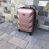 Чемодан дорожній малий 55х37х23 см Wings 147 Валіза на 4-х колесах Сумка дорожня з полікарбонату РОЖЕВЕ ЗОЛОТО, фото 2