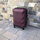 Чемодан дорожній малий 55х37х23 см Wings 147 , Валіза на 4-х колесах Сумка дорожня з полікарбонату БОРДОВИЙ, фото 5