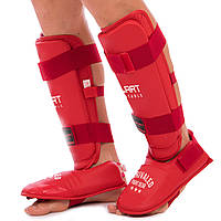 Захист гомілки з футами для єдиноборств Zelart BO-3958 червоний