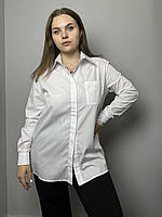 Блуза жіноча класична з довгим рукавом із котону біла Modna KAZKA MKAD7548-2