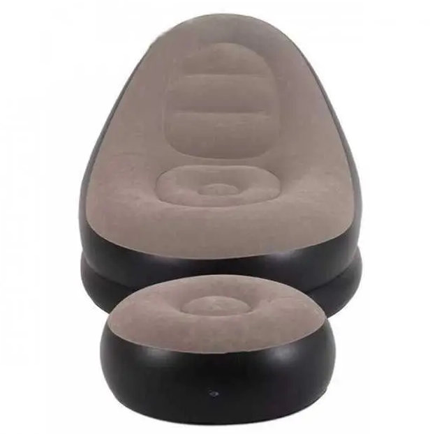 Надувний диван із пуфом і насосом (116х98х83 см), Air Sofa, Коричневий/Надувне крісло для відпочинку