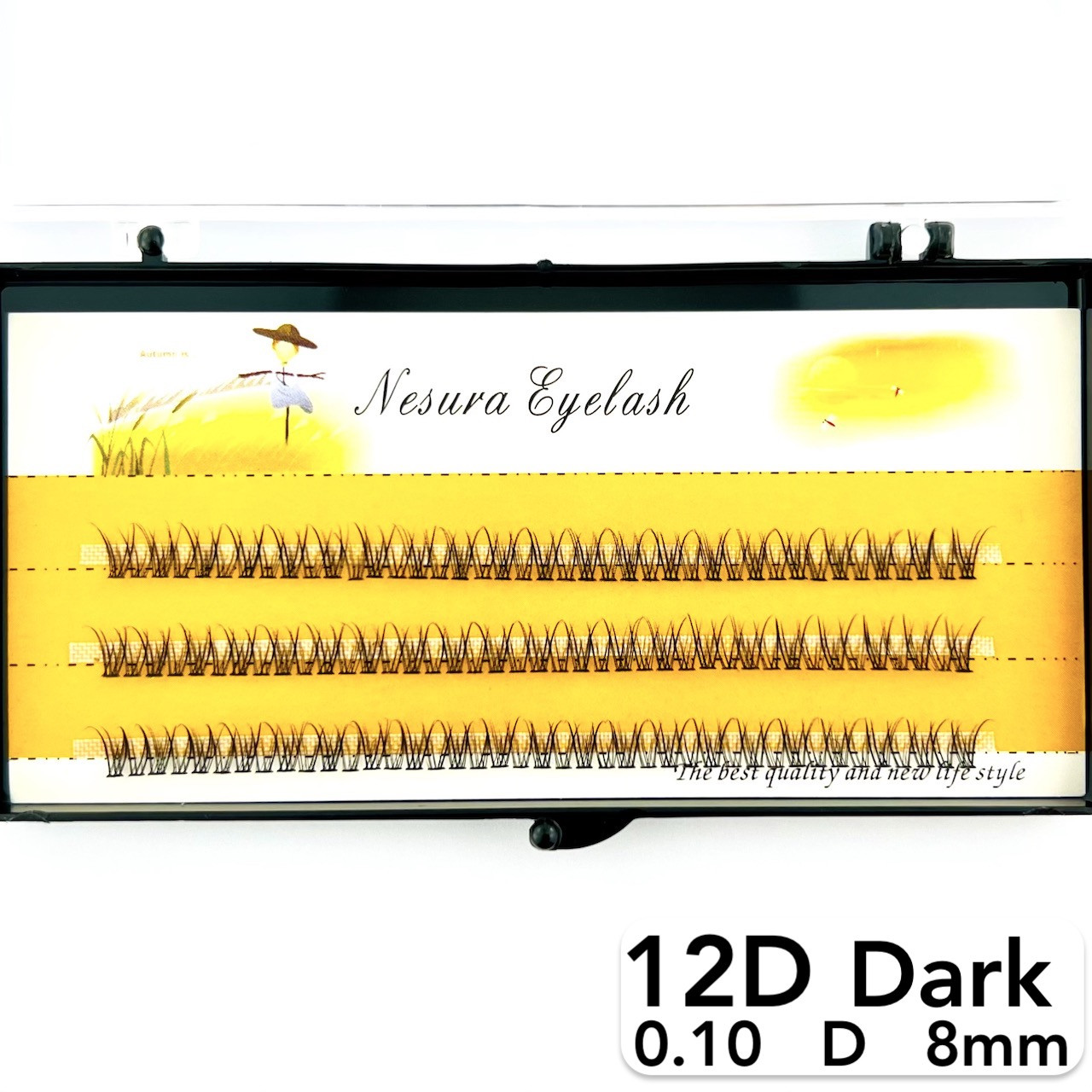 Накладні пучкові вії Nesura Eyelash Dark 12D, 0,10, D, 8 мм, 120 пучків Несура Ластівка