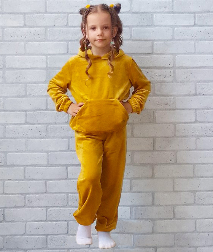 Велюровий спортивний костюм для дівчинки, трикотажний дитячий комплект весна — осінь однотонний