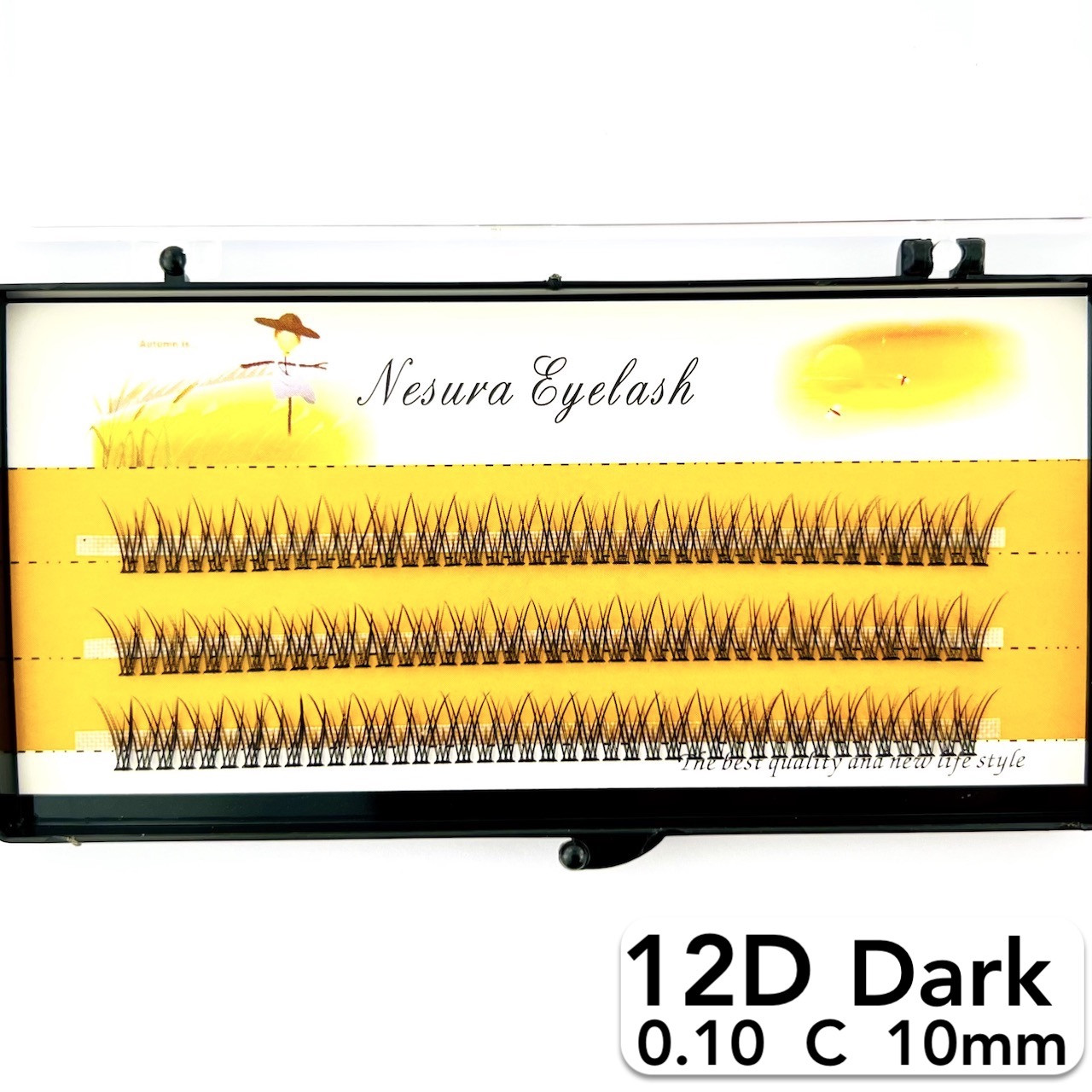 Накладні пучкові вії Nesura Eyelash Dark 12D, 0,10, C, 10 мм, 120 пучків Несура Ластівка