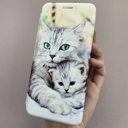 Чохол-книга для Xiaomi Redmi 9T книжка з малюнком з котиками на телефон сяомі редмі 9т біла r7p, фото 1