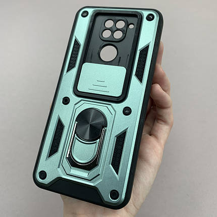 Чохол для Xiaomi Redmi Note 9 протиударний із шторкою чохол на телефон сяомі редмі нот 9 зелений crt, фото 1