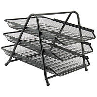 Лоток горизонтальний Axent на 3 відділення 263x295x350 мм чорний (2122-01-A)