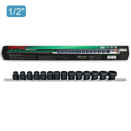 Набір ударних головок 1/2" 10-24мм 14шт низькопрофільні TOPTUL GDBU1402