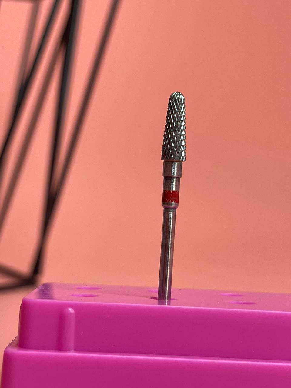 Твердосплавна фреза для зняття матеріалу, закруглений конус червоний HABIBI, фото 1