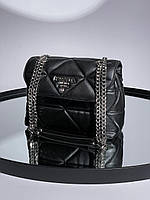 Модная женская сумка Prada Nappa Spectrum Black/Silver кросс боди Прада