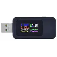 USB тестер KWS-MX18L 4-30V 6.5A QC3.0 SuperVOOC для перевірки заряджання кабелів Power Bank. Чорний