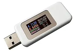 USB тестер KWS-MX18L 4-30V 6.5A QC3.0 SuperVOOC для перевірки заряджання кабелів Power Bank. Білий