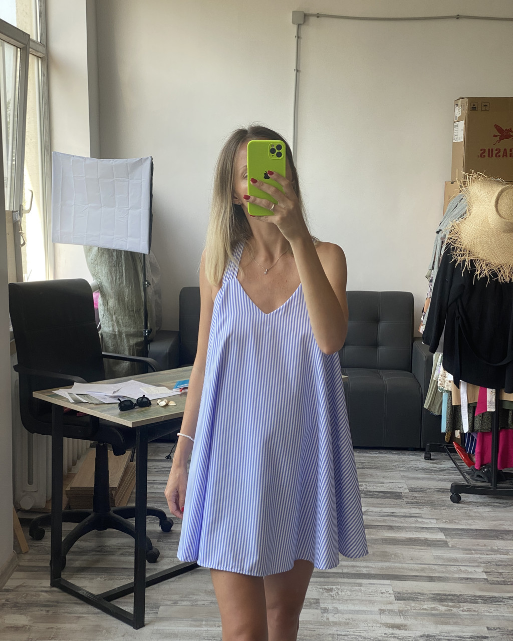 Жіночий сарафан в блакитну полоску, фото 1