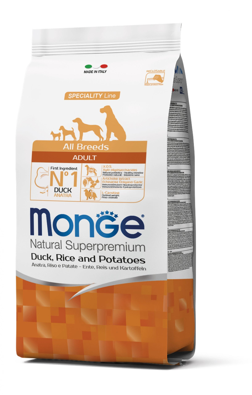 Monge Dog All breeds Adult сухий корм для собак усіх порід качка з рисом, 2.5КГ