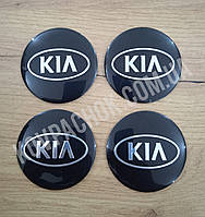 Наклейки для колпачков на диски Kia черные овал 60мм.
