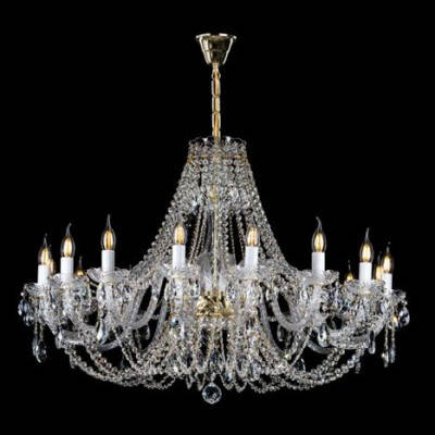 Люстра кришталева класична 16 ламп Е14 золото прозорі підвіски 98,5х59 см, фото 1