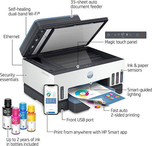 Беспроводной принтер HP Smart-Tank 7602 «все в одном» без картриджей ...