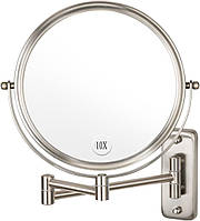 Настенное зеркало для макияжа с 10-кратным увеличением поворотное выдвижное зеркало