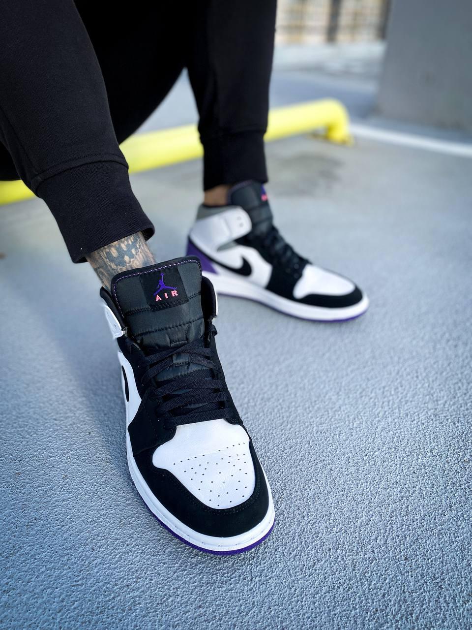 Purple white sales and black jordans