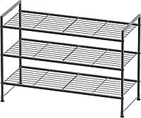 Полка для хранения обуви простая 3-х уровневая штабелируемая