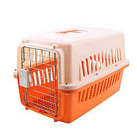 Переноска Для Кошек и Собак Контейнер с Металлическими Креплениями Для Перевозок Животных до 9 кг Оранжевый
