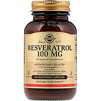 Ресвератрол, Resveratrol, Solgar, 100 мг, 60 вегетарианских капсул z12-2024