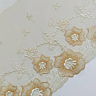 Мереживо на сітці бежеве ширина 18 см