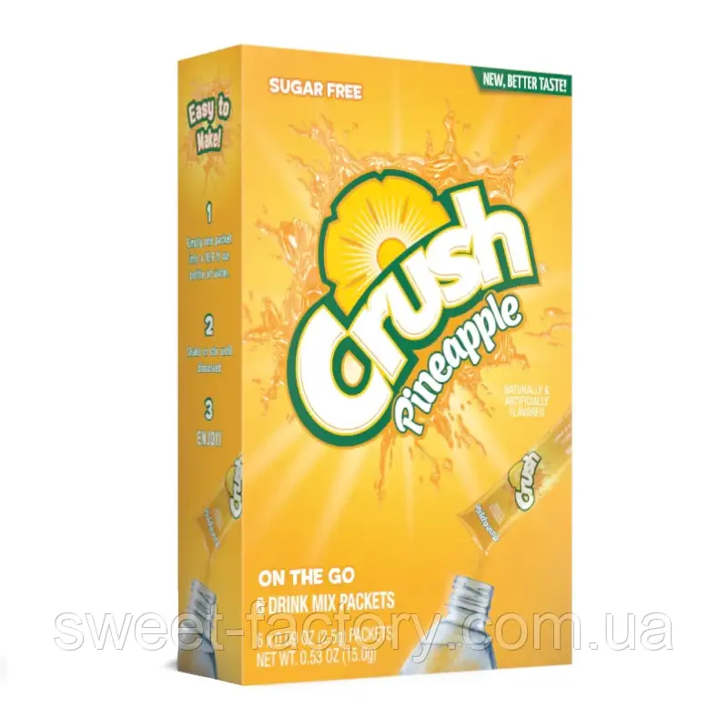 Порошковий напій Crush Pineapple On the go 6 sticks без цукру 15g, фото 1