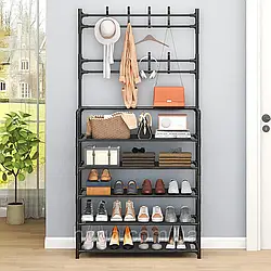 Підлогова вішалка для одягу (165х59х25см) Simple floor clothes rack, Чорна / Стійка для одягу на 5 полиць