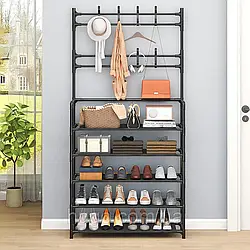 Підлогова вішалка для одягу (165х59х29,5см) Simple floor clothes rack, Чорна / Стійка для одягу на 5 полиць