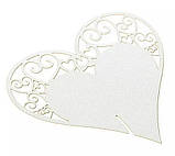 Набір ажурних сердець — 10 шт. (білих) для декору стола — розсадкові картки, фото 5