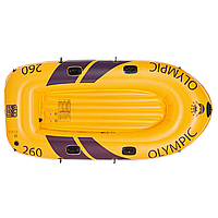 Олимпийская резиновая надувная лодка 260er (до 265 кг) желтая с веслами 252x125x40cm