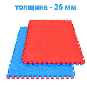 Спортивний мат (ТАТАМІ) EVA 1000х1000х26 мм червоно-синій