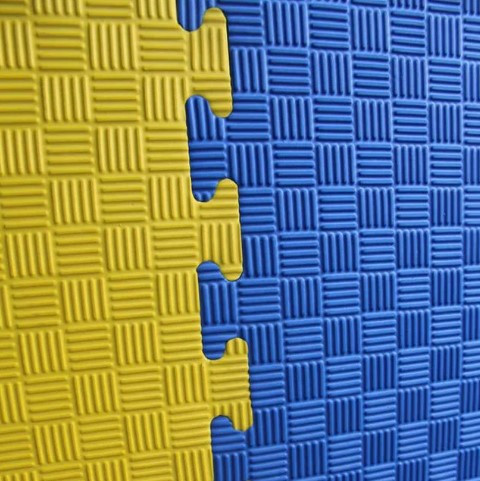 Спортивный мат (ТАТАМИ) EVA 1000х1000х40 мм желто-синий - фото 4 - id-p1914010784