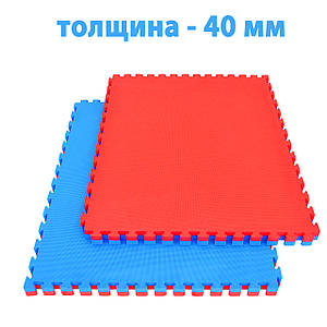 Спортивний мат (ТАТАМІ) EVA 1000х1000х40 мм червоно-синій