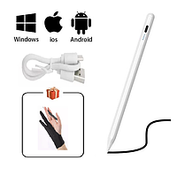 Стилус универсальный с перчаткой для телефона и планшета iOS/Android/Windows, белый
