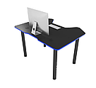Сучасний комп'ютерний стіл 120 см Ігровий стіл для комп'ютера геймерський COMFORT Joystic чорно синій, фото 3