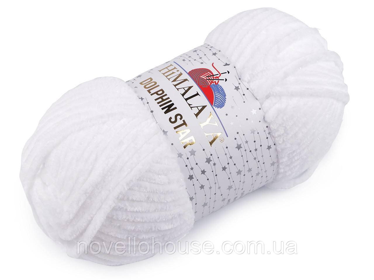 Himalaya DOLPHİN STAR (Гімалаї Долфін стар) № 92101 білий (Пряжа велюр з люрексом, нитки для в'язання плюшева)