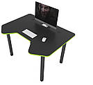 Сучасний комп'ютерний стіл 120 см Ігровий стіл для комп'ютера геймерський COMFORT Joystic чорно зелений, фото 2
